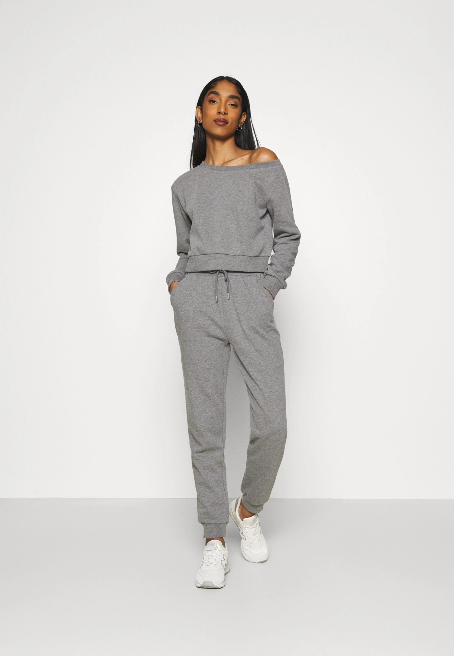 Even&Odd Off Shoulder&Jogger Set - Sudadera - Mottled Grey - Imagen 2