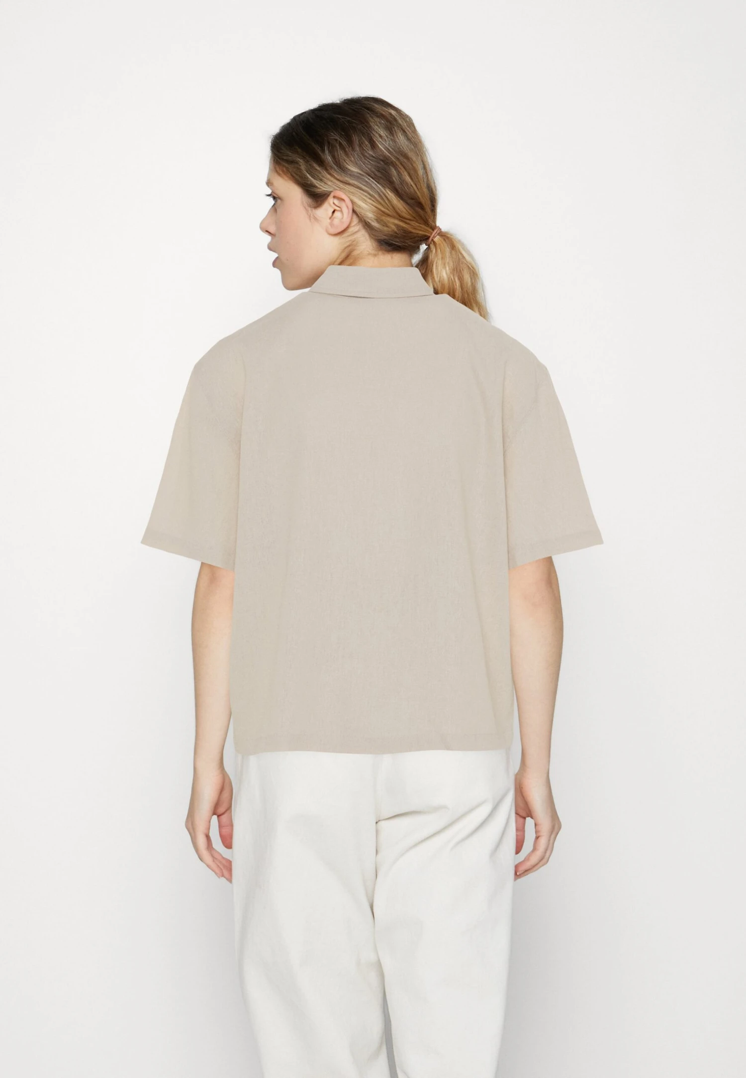 Even&Odd Linen-Mix Button Down Blouse - Camisa - Beige - Imagen 3