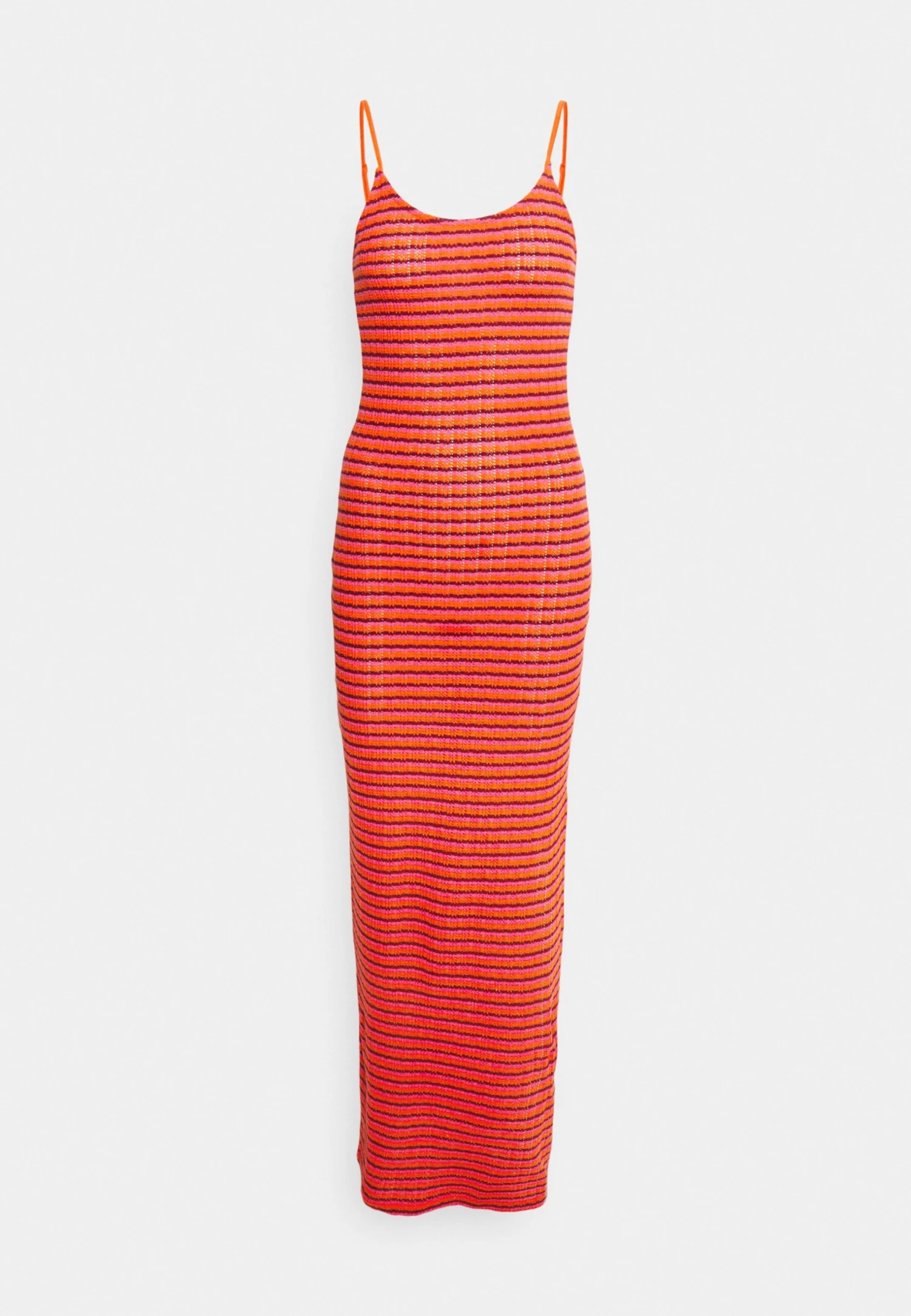Even&Odd Midi Fake Bodycon Dress - Vestido Largo - Orange/Pink/Black - Imagen 5