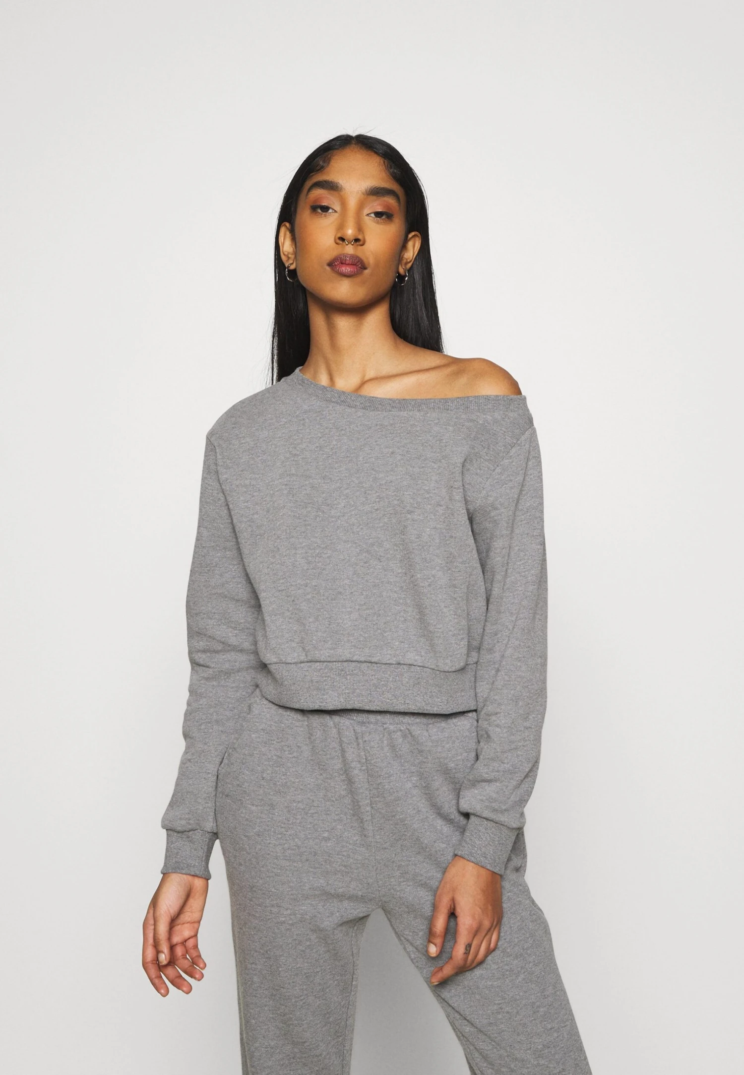 Even&Odd Off Shoulder&Jogger Set - Sudadera - Mottled Grey