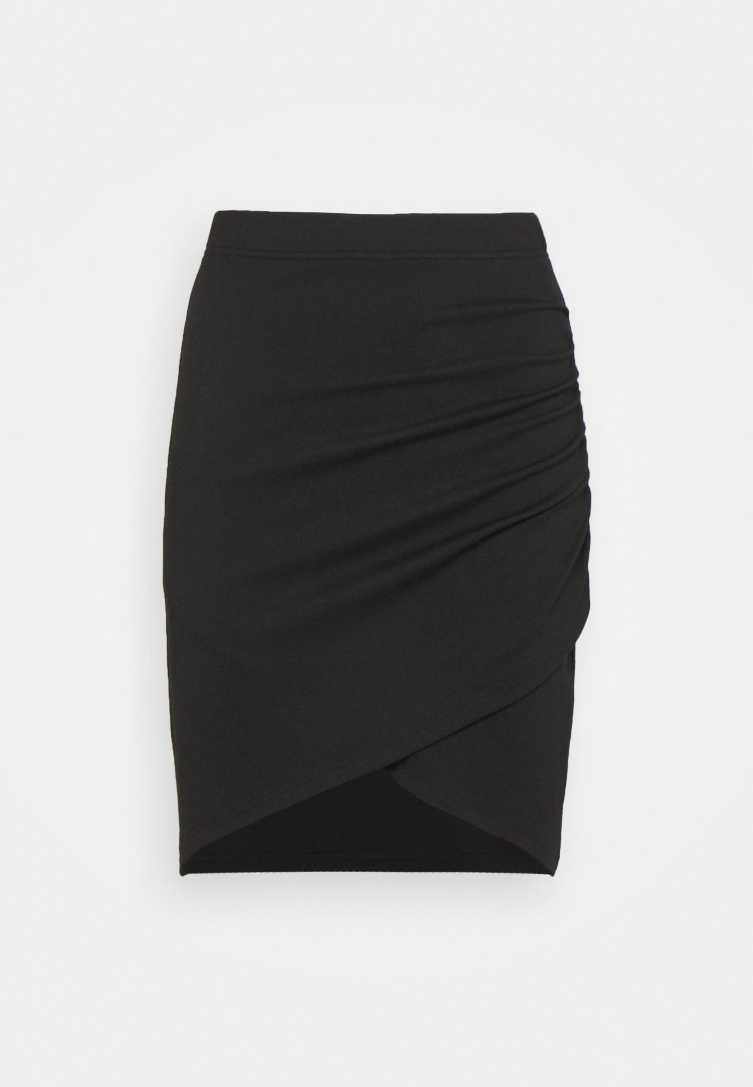 Even&Odd Asymetric Overlap Wrap Mini High Waisted Skirt - Falda De Tubo - Black - Imagen 5