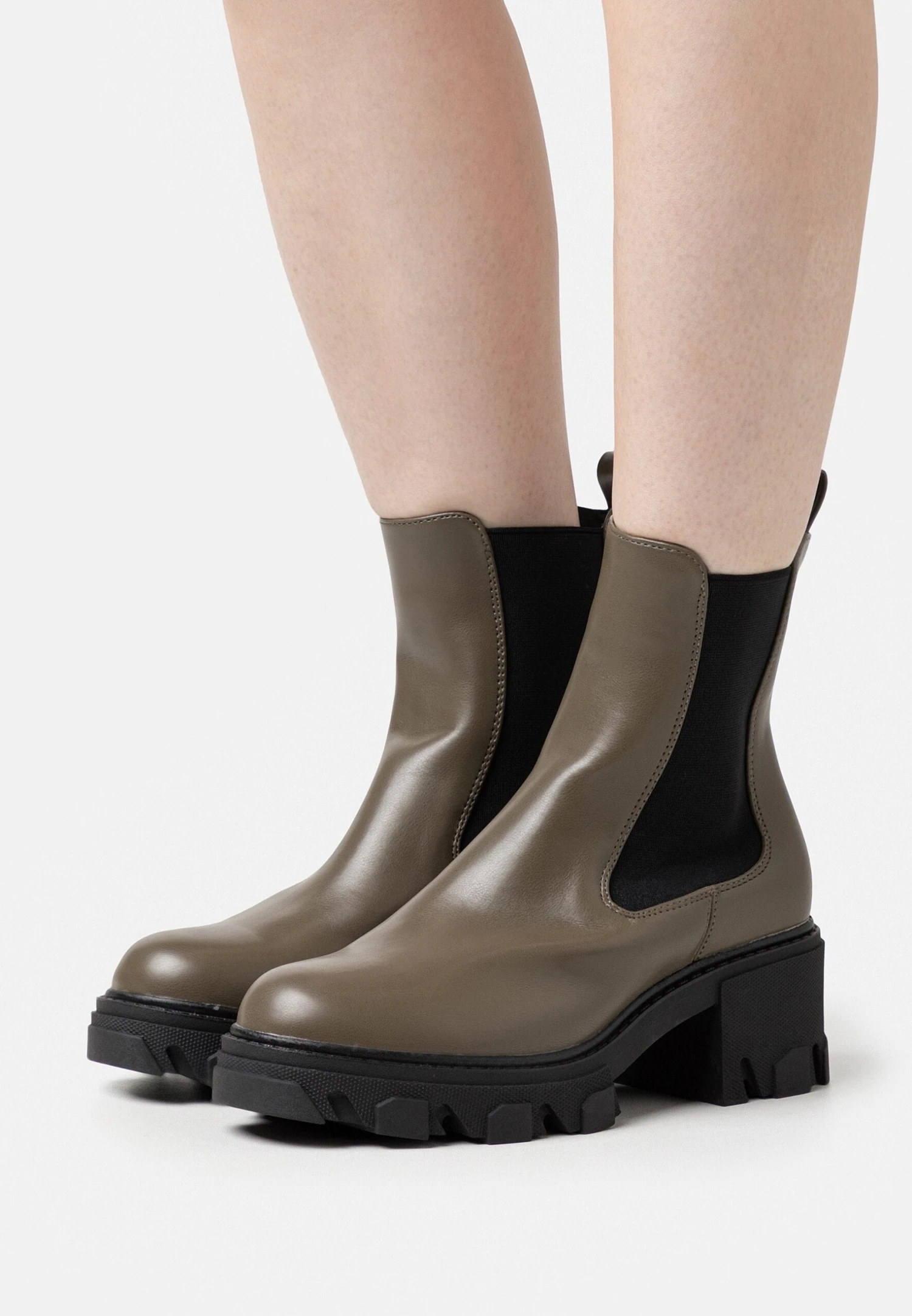 Botines Con Plataforma - Khaki