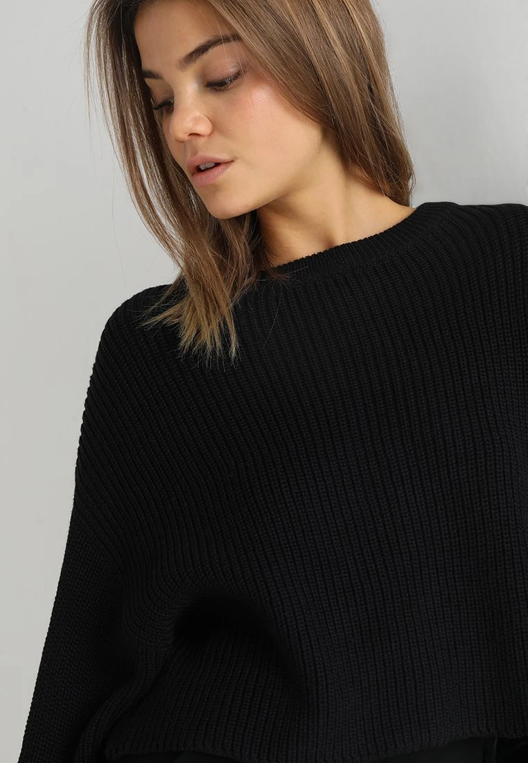Even&Odd Cropped Jumper - Jersey De Punto - Black - Imagen 4