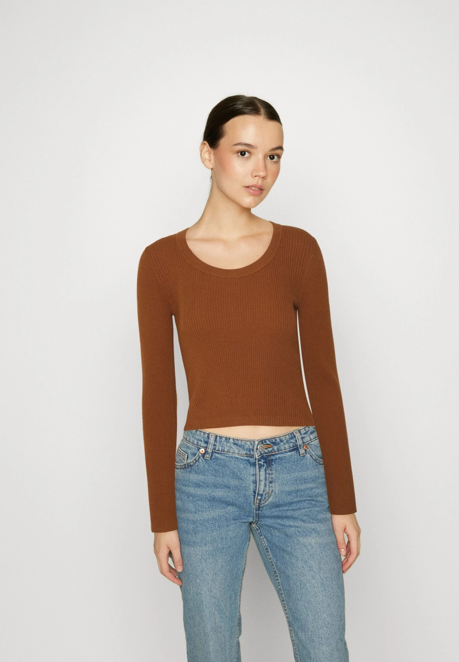 Even&Odd Flared Sleeve - Jersey De Punto - Brown