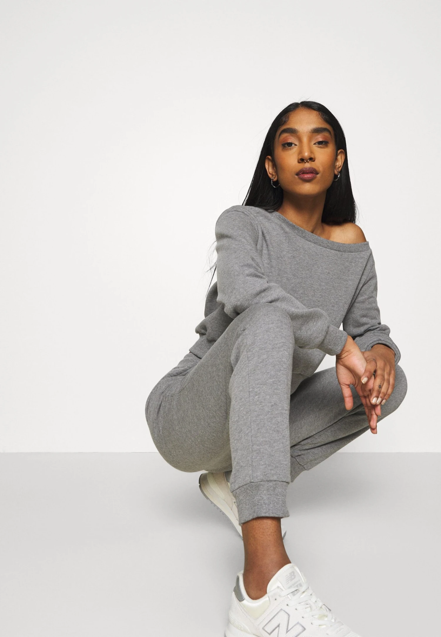 Even&Odd Off Shoulder&Jogger Set - Sudadera - Mottled Grey - Imagen 6
