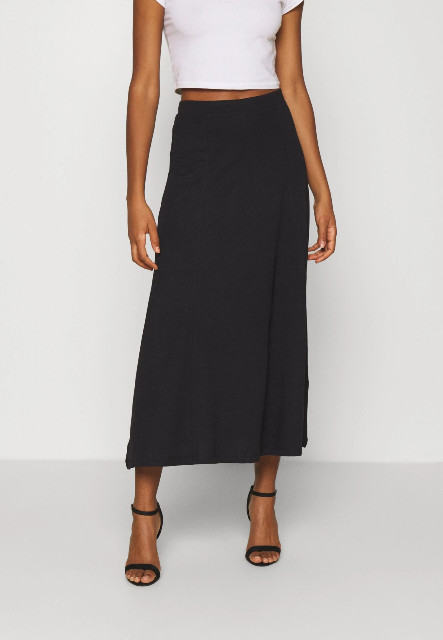 Even&Odd Basic Maxi Skirt - Falda Acampanada - Black
