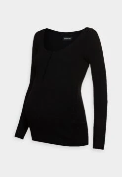 Nursing Button Placket - Jersey De Punto - Black