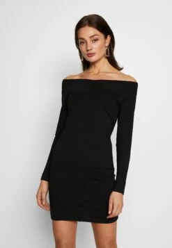Even&Odd Basic - Off-Shoulder Mini Long Sleeves Dress - Vestido De Tubo - Black