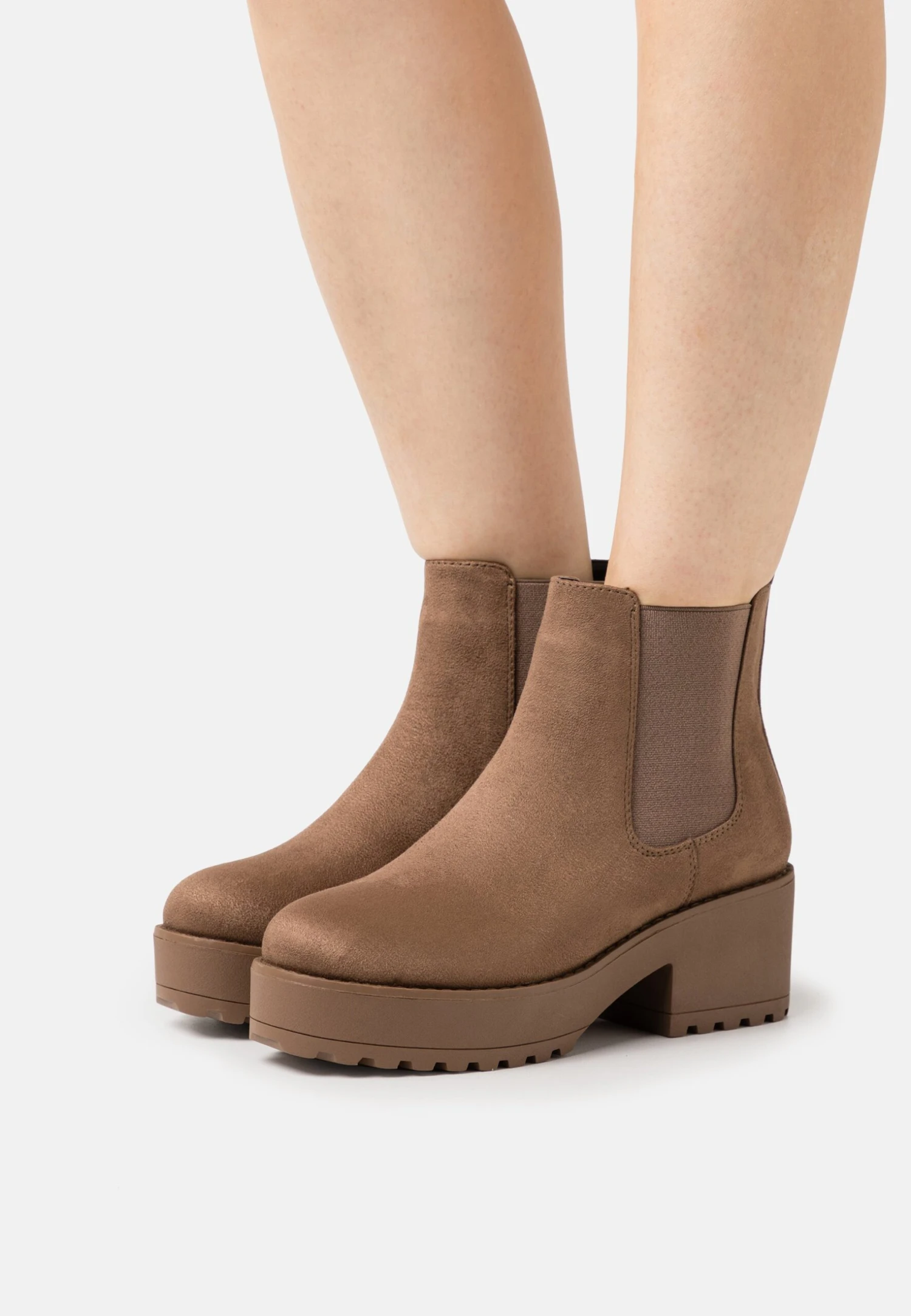 Botines Con Plataforma - Taupe