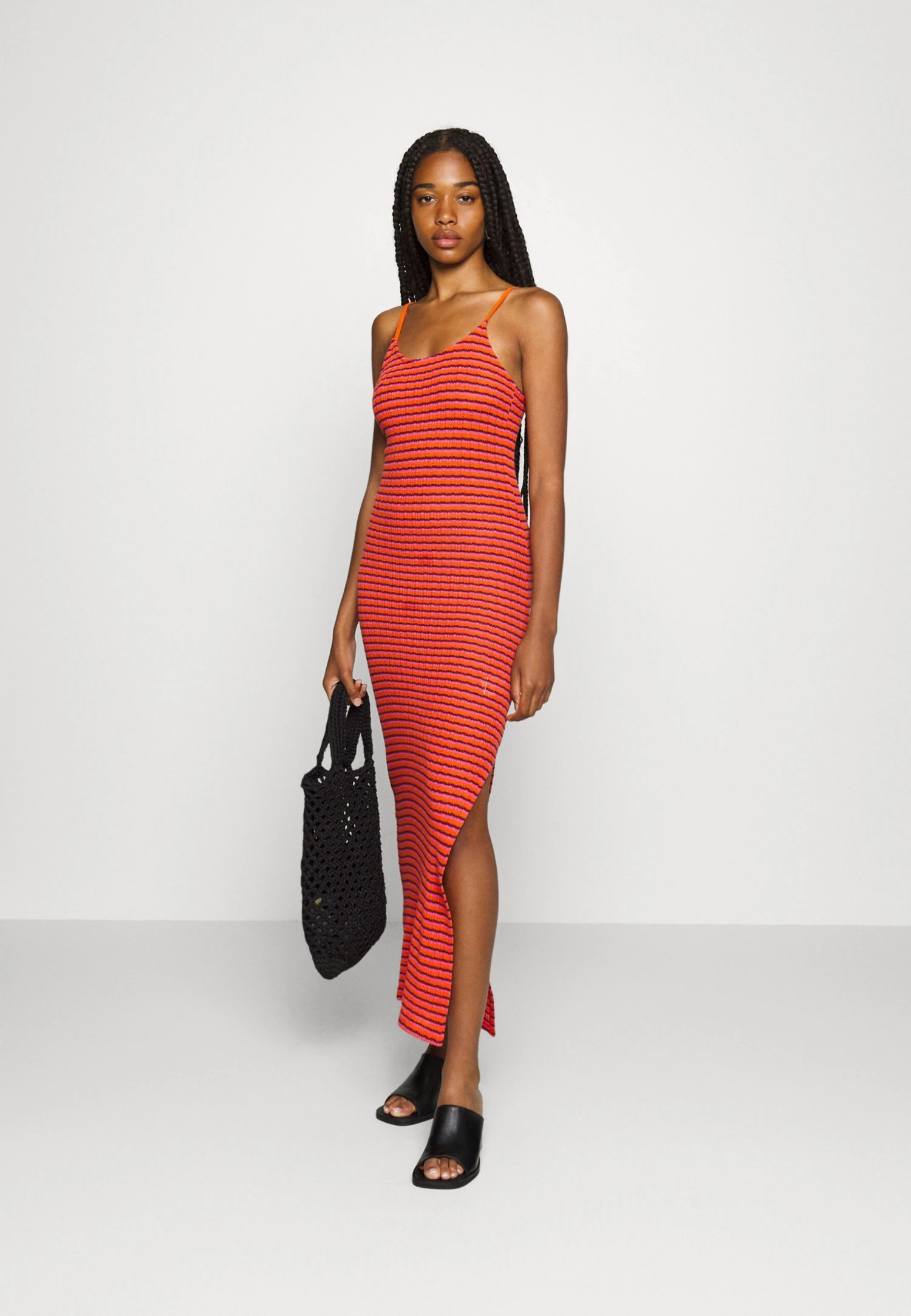 Even&Odd Midi Fake Bodycon Dress - Vestido Largo - Orange/Pink/Black - Imagen 2